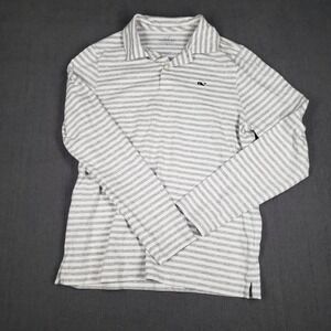 Vineyard Vines Boys Size Large 16 Gray Solid Stretch Pima Cotton Polo LS Shirt
